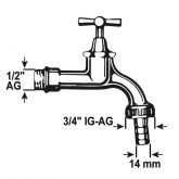 Cornat CORNAT Auslaufventil, 1/2 AG, 3/4 IG-AG, Dm 14 mm Bild 2