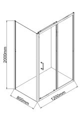 DM-DOH Duschmeister Schiebetür mit Seitenwand Max F 28 schwarz 120 x 80 x 200 cm Bild 4