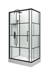 DM-DOH Komplettdusche Duschmeister Max F 69 Schiebetür mit Seitenwänden schwarz 110 x 80 x 225 cm Bild 2