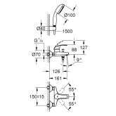 Grohe-IS Grohe Eurosmart Einhand-Wannenbatterie, 1/2