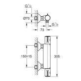 Grohe-IS Grohe Grohtherm 800 Thermostat-Brausebatterie, 1/2