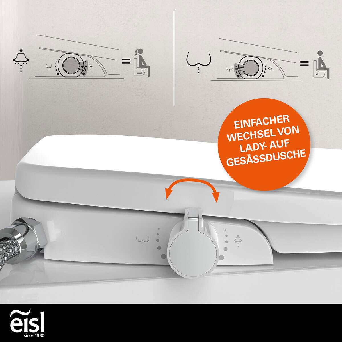 Eisl Dusch WC-Aufsatz, mit Absenkautomatik Schnellverschluss und EDDW01
