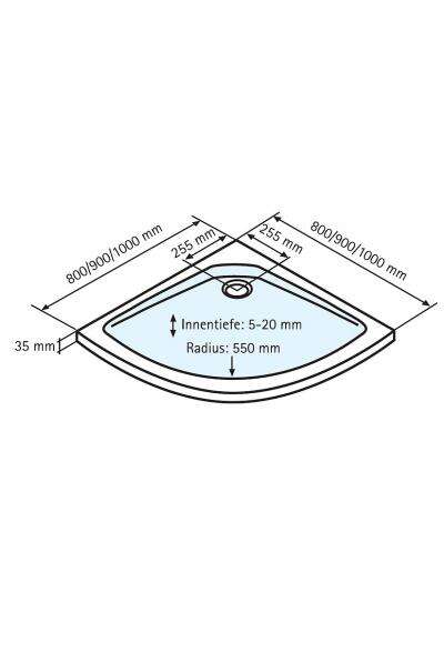 Schulte Schulte Schürze für Schulte EF Flat für Runddusche, Radius 550, 100 x 100 cm