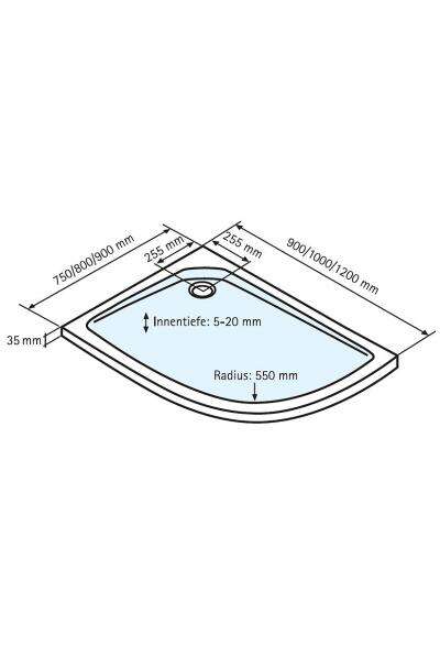 Schulte Schulte Schürze für Schulte EF Flat Asymmetrisch für Runddusche 90 x 120 rechts