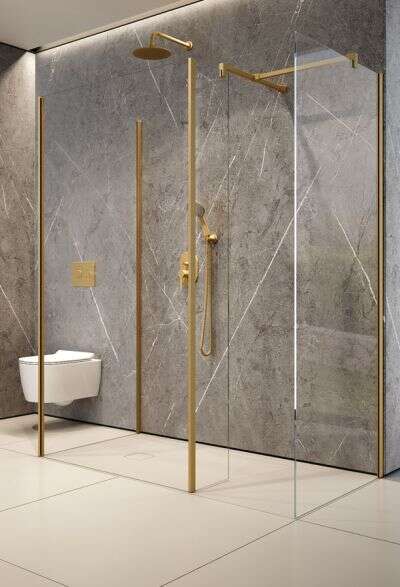 Profiltek Profiltek KLEE Duschwand Walk-In 4-teilig 8 mm ESG klar, gold