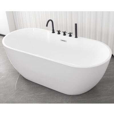 DM-San Duschmeister freistehende Badewanne mit Armatur Sano 701 weiß 170 x 75 cm