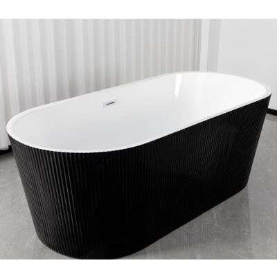 DM-San Duschmeister freistehende Badewanne Sano 703 schwarz gewellt 170 x 75 cm