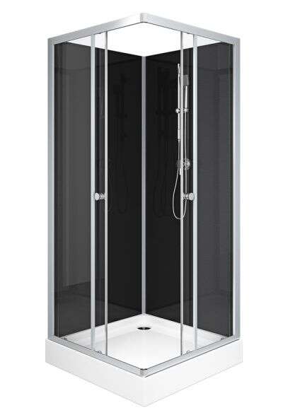 DM-DOH Duschmeister Komplettdusche Max F 183 Eckeinstieg schwarz/silber 80 x 80 x 195 cm